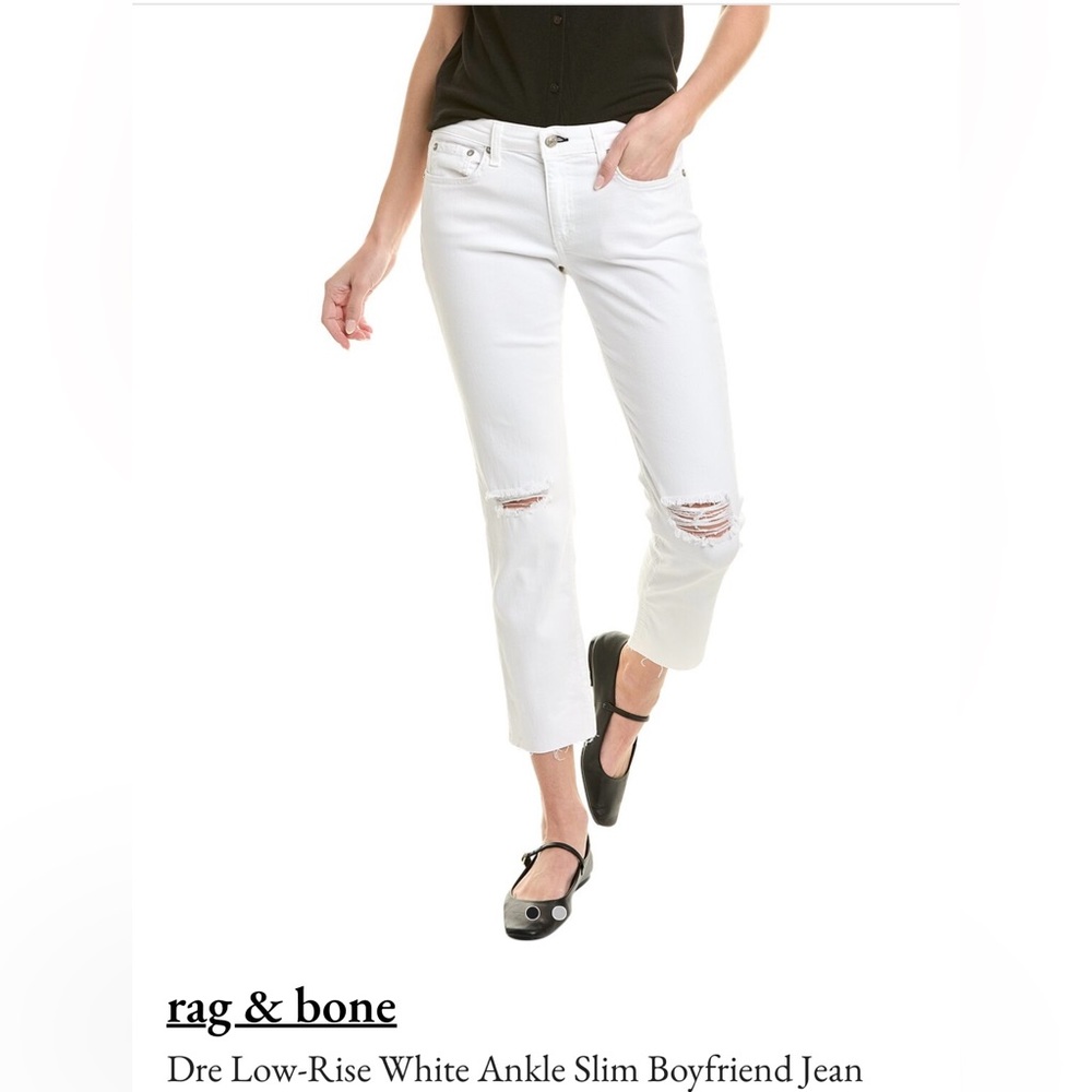 Rag and Bone Dre Low Rise ankle slim boyfriend while distressed jeans size 26